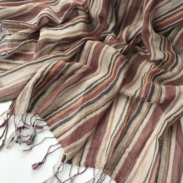 Scarves Fashion Men s Cotton And Linen Striped Brown Scarf Long Shawl Japanese Unisex Style 230818