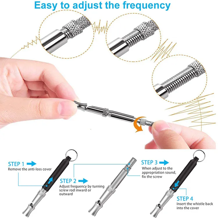 Dog Training Obedience High Frequency Pet Ultrasonic Whistle With Lanyard Stop Barking Bark Control s Deterrent Puppy Adjustable Flute LL