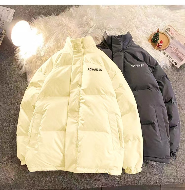 Women's Down Parkas Fleece Thicken Letter Graphic Men and Women Winter Coat Unisex Oversize Parkas Korean Coat Warm Baggy Casual Jackets Feamle Y