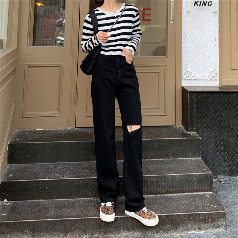 Women's Jeans N3523 Jean's high waist straight pants loose slim all match jeans 230821