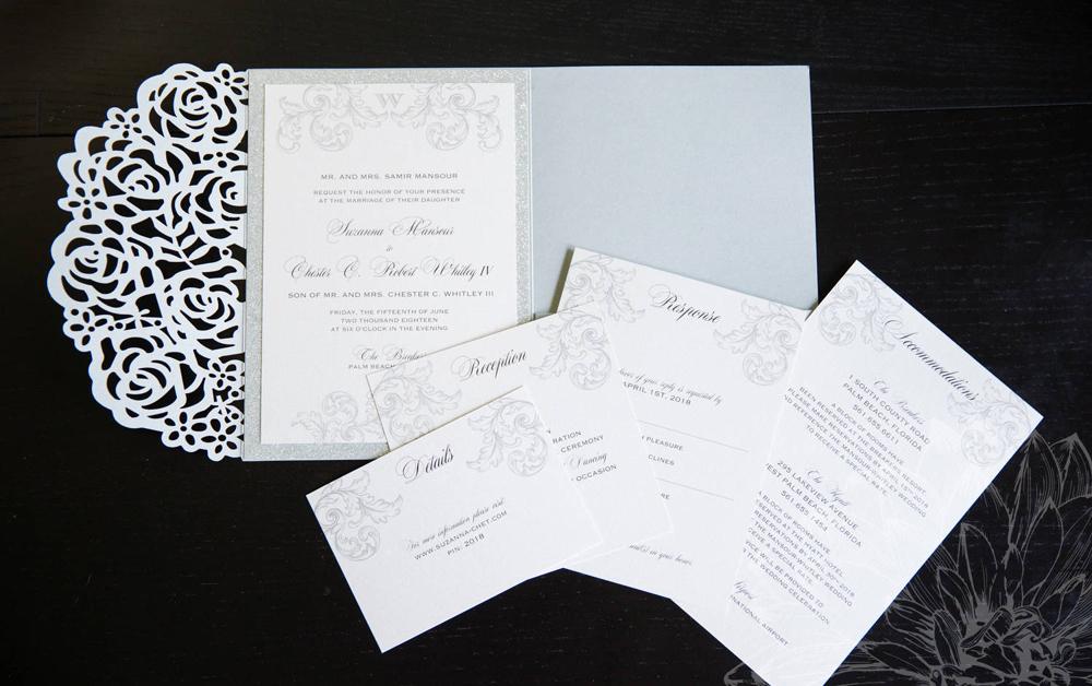 Creative Rose Laser Cut Wedding Invitation Card DIY Shiny Wedding Invitations for Quinceanera Birthday SweetZZ