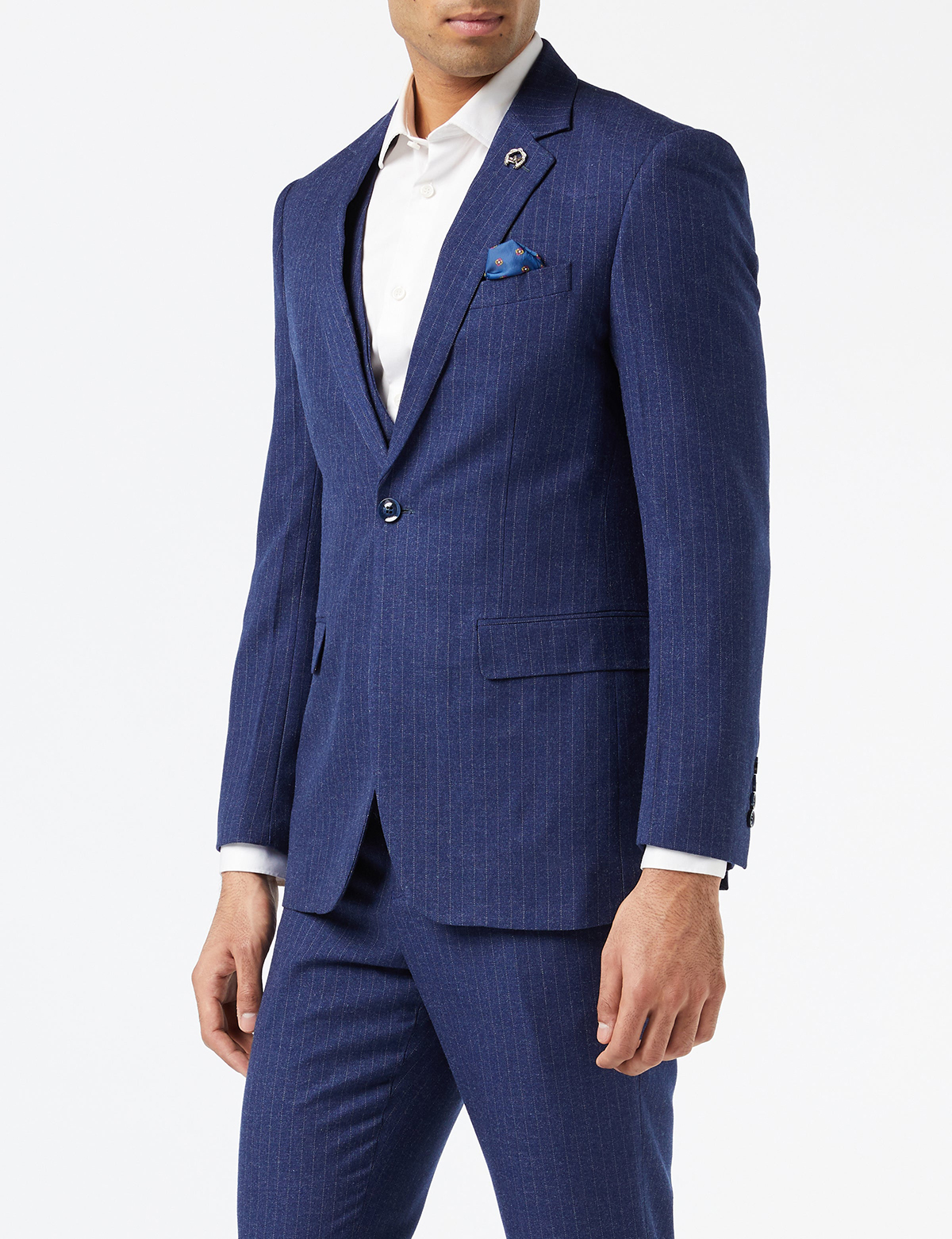 Autumn Pinstriped Men Wedding Suits Slim Fit Tuxedos Double Breasted Groom Wear Blazer Vest Pants Custom Made