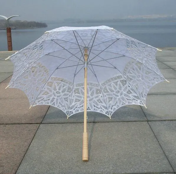 Parasols Wedding Lace Umbrella Cotton Embroidery Bridal White Beige Parasol Sun For Decoration PographyZZ