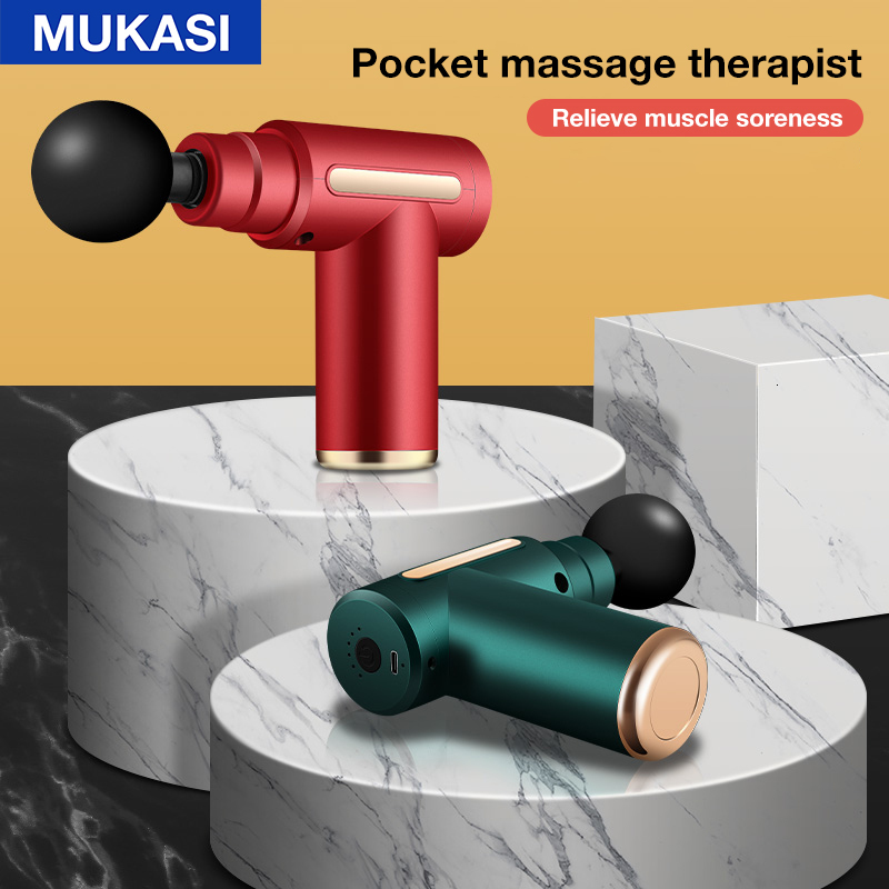 Full Body Massager MUKASI Portable Muscle Massage Gun LCD Display Fitness Massager Vibrator Percussion Pistol for Back and Neck Pain Relief 230821