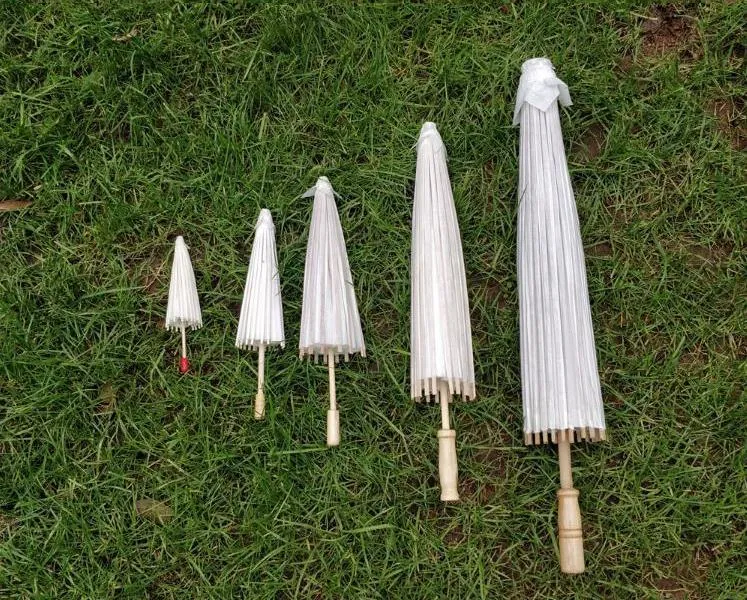 Fans Parasols Wedding Bride Parasols White Paper Umbrella Wooden Handle Japanese Chinese Craft 60cm Diameter UmbrellasZZ