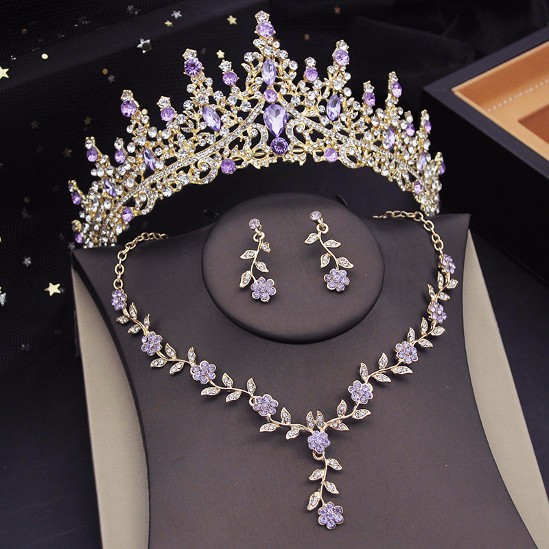 Earrings Gorgeous Crystal Tiaras Bridal for Women Crown Flower Choker Necklace Sets Wedding Bride Costume Jewelry Set 230818 Z260313