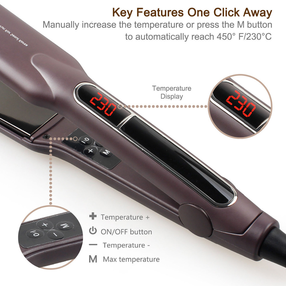 Hair Straighteners Korean Hair Straightener Keratin Treatment Floating Wide Plate Ceramic Flat Iron Dual Voltage Hair Curling Iron Salon Styler 230821
