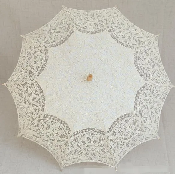 Parasols Wedding Lace Umbrella Cotton Embroidery Bridal White Beige Parasol Sun For Decoration PographyZZ