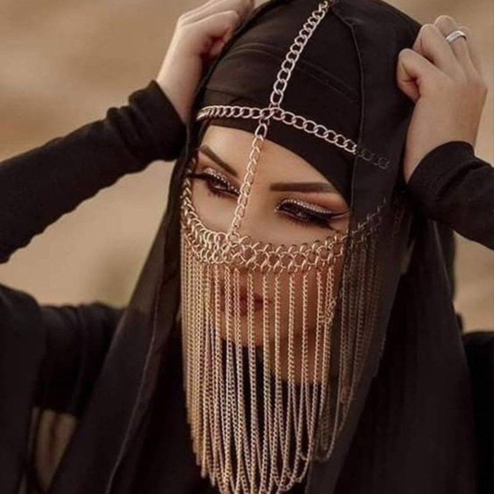 Party Masks Bohomia Fashion Tassel Veil Masks Women Metal Chain Face Mask Masquerade Dance Party Face Curtain Charming Jewelry 230818