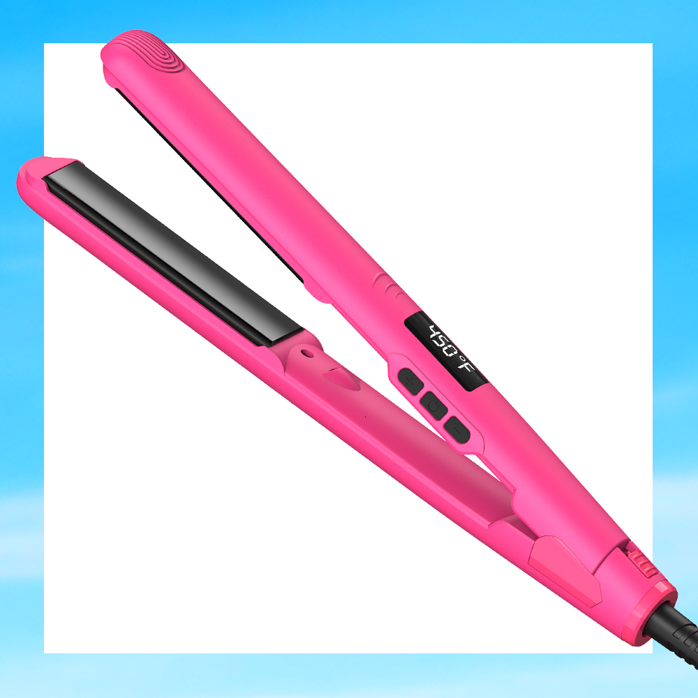 Hair Straighteners LISAPRO Original Ceramic Hair Straightening Flat Iron 1" Plates |Black Professional Salon Model Hair Straightener Curler 23082