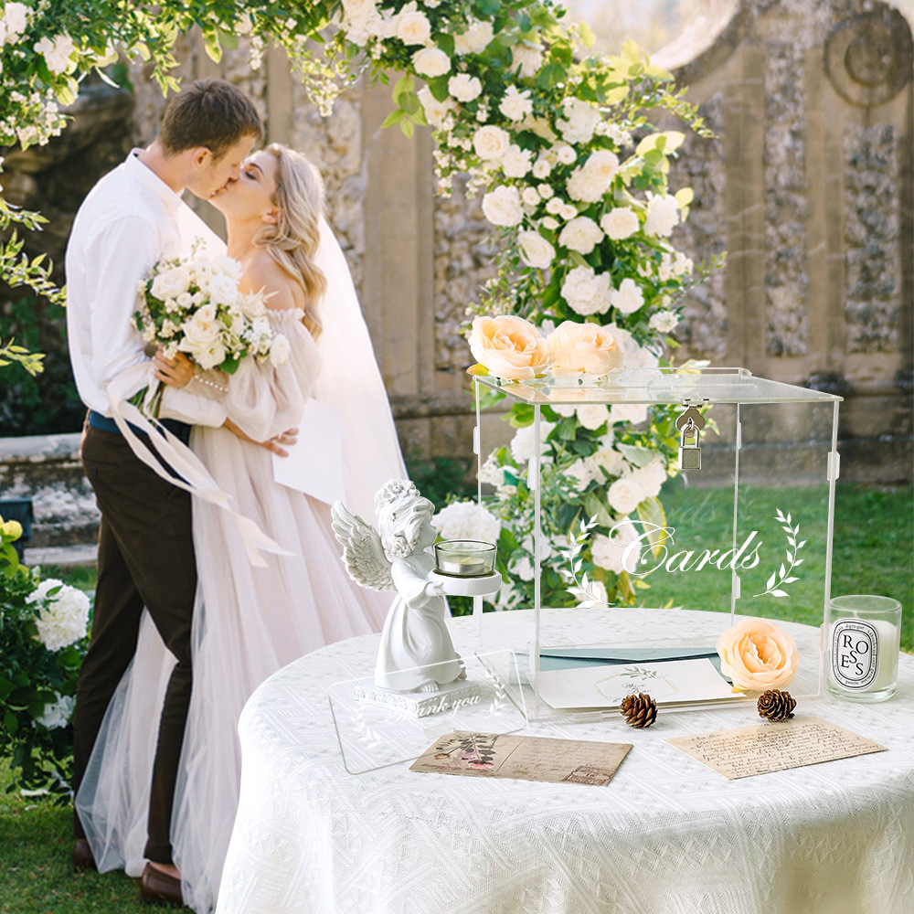 Other Event Party Supplies OurWarm Wedding Card Box for Reception Clear with Lock Gift Money Holder For Anniversary 230818