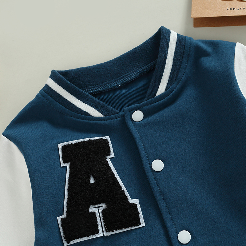 Jackets Baby Girl Boy Baseball Jackets Fashion Cute Cartoon Letter Pattern Autumn Long Sleeve Outerwear Baby Kids Clothes 230817