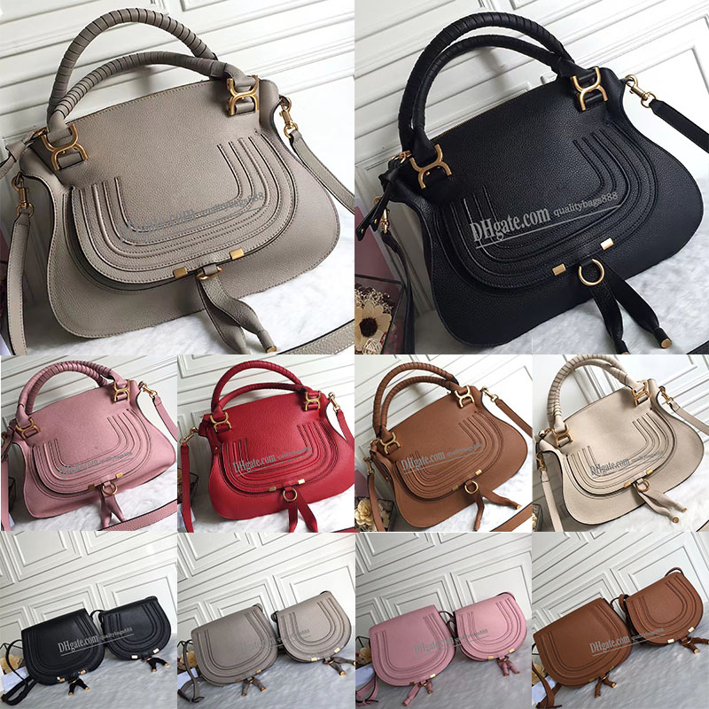 Marcie Double Carry Bag Saddle Stitches Grained Leather Fashion Luxury Designer Purse Woman Shoulder Bags Large Capacity Tote Crossbody Handbags