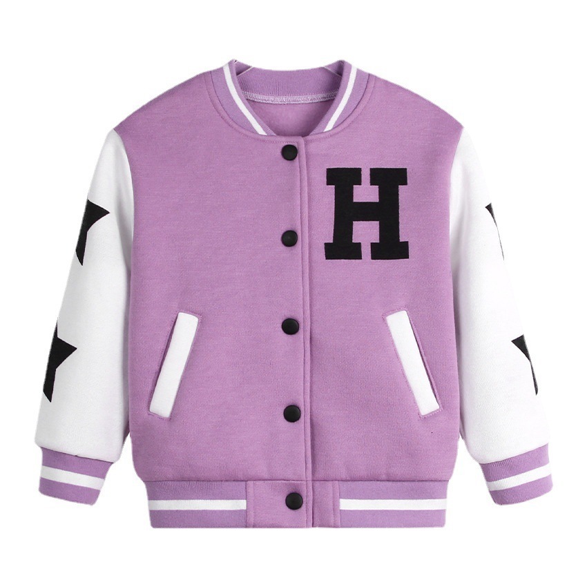 Jackets Children Girl Clothing Bomber Jacket Spring Autumn Long Sleeve V-Neck Baseball Coat Letter Printed Outerwear Baby Kids Costume 230817