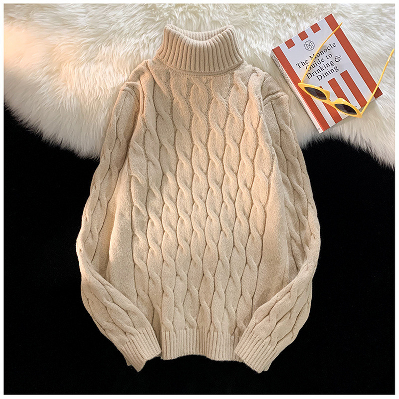 Men's Sweaters Autumn Winter Men's Thick Sweater Thick Solid Color Turtleneck Collar Long Sleeve Warm Basic Classical Knit Sweater 230821