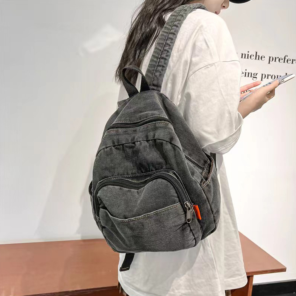 School Bags Plush Backpacks Customized Simple Gradient Denim Backpack Personalized Embroidery Name Canvas Primary Schoolbag Travel Bag 230821