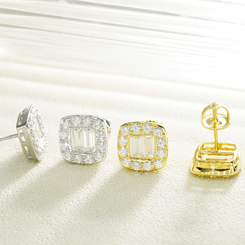 Luxury Men Women Moissanite Earrings S925 Silver Bling Moissanite Diamond Earrings Studs Nice Gift for Friend