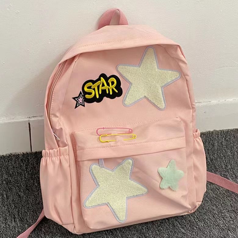 School Bags LEFTSIDE Women s Casual Backpack Cute Five Pointed Stars Book for Teenagers Girls Students Korean Style Back Pack 230821