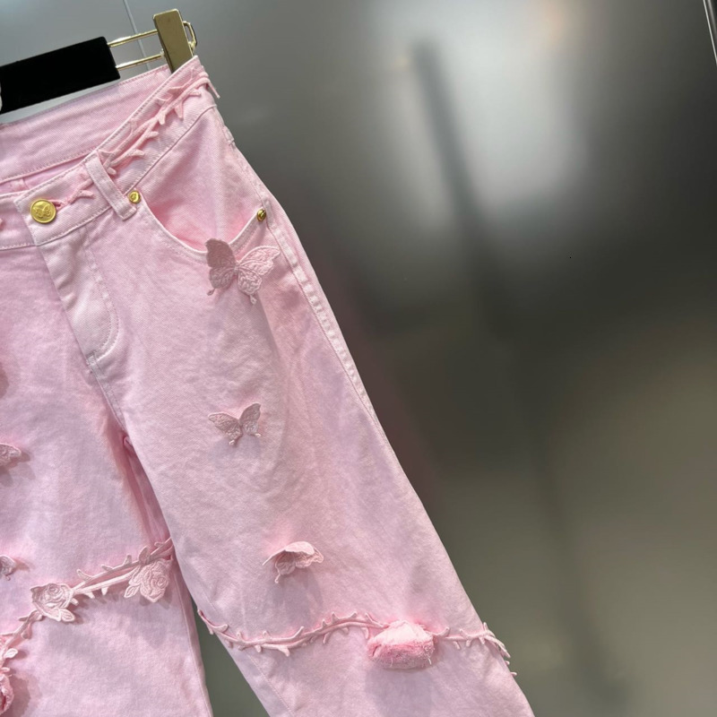 Women's Jeans BORVEMAYS 2023 Spring Summer Hole Personality Loose High Waist Solid Color Allmatch Street Straightleg Pants WZ1424 230821