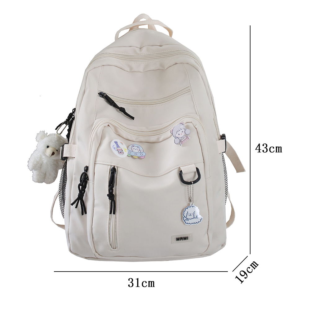 School Bags Plush Backpacks Fashion Big Student Backpack Badge Rucksack Girls Bag High Capacity Women Female Cute Leisure Travel Mochila 230821