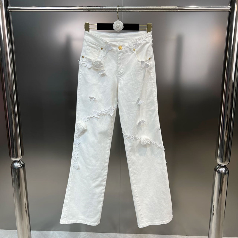 Women's Jeans BORVEMAYS 2023 Spring Summer Hole Personality Loose High Waist Solid Color Allmatch Street Straightleg Pants WZ1424 230821