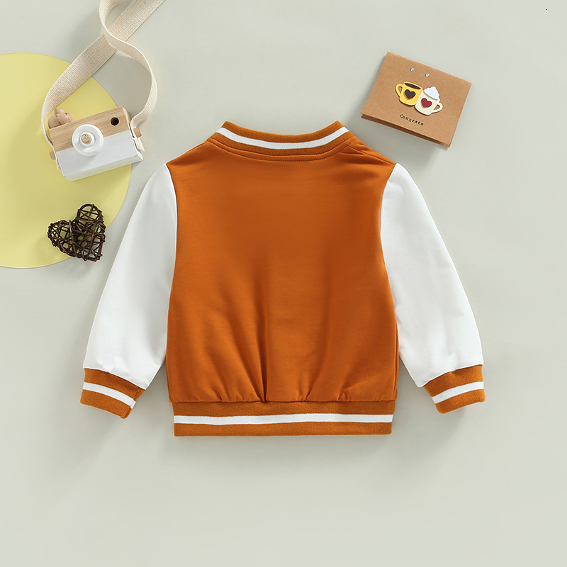 Jackets Baby Girl Boy Baseball Jackets Fashion Cute Cartoon Letter Pattern Autumn Long Sleeve Outerwear Baby Kids Clothes 230817