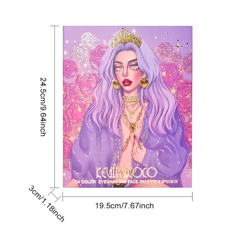 KEVIN&COCO 54 Color Eyeshadow Tray Bright Beauty Makeup Highlighter Powder Brightening White Moisturizing Velvet Color Lipstick Eyeshadow Set,