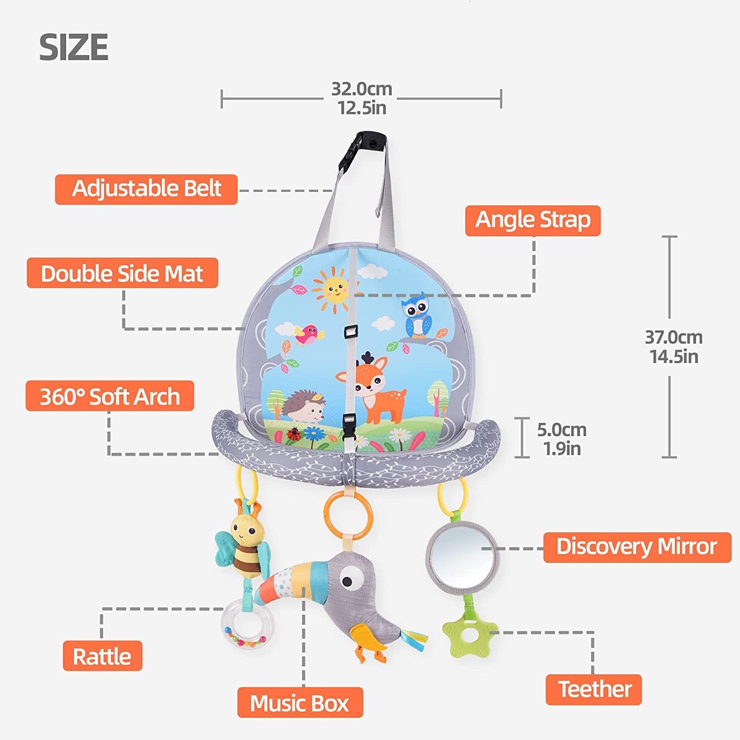 Stroller Parts Accessories Rear Facing Car Seat Toy Baby Kick Play Activity Center Car Seat Activity Arch with Music Mirror Rattle Toys for Children T