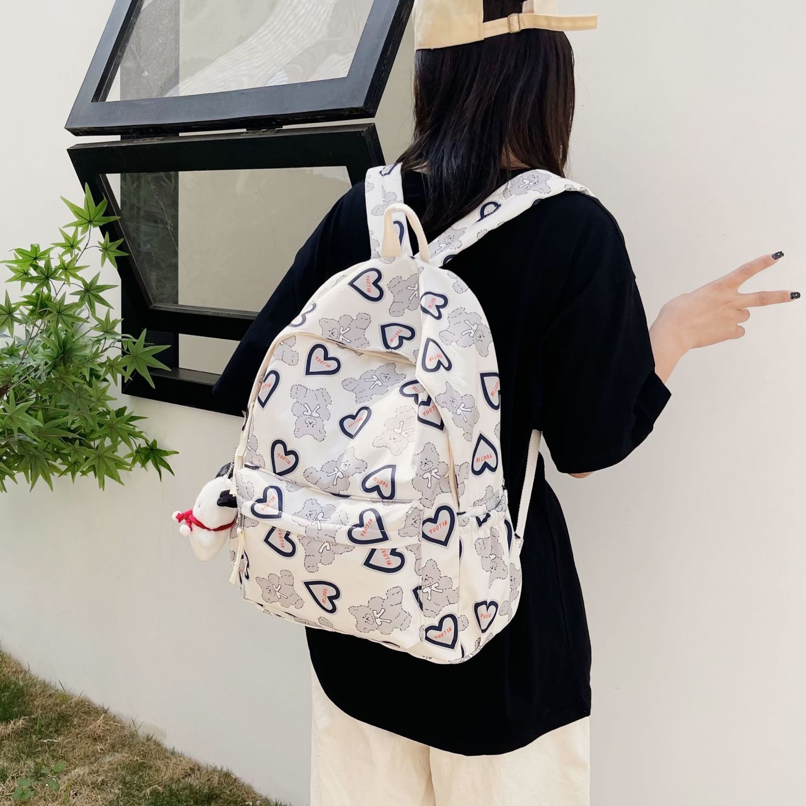 School Bags INS Korean version backpack for female college students cute printed high school computer backpack for junior high school students 220422