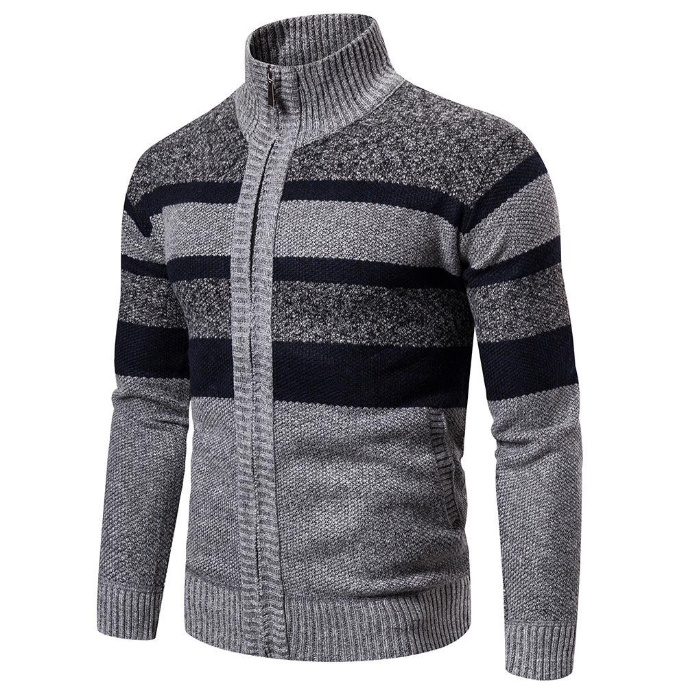 Men's Sweaters Autumn Winter Cardigan Men Sweaters Jackets Coats Fashion Striped Knitted Cardigan Slim Fit Sweaters Coat Mens Clothing 230821