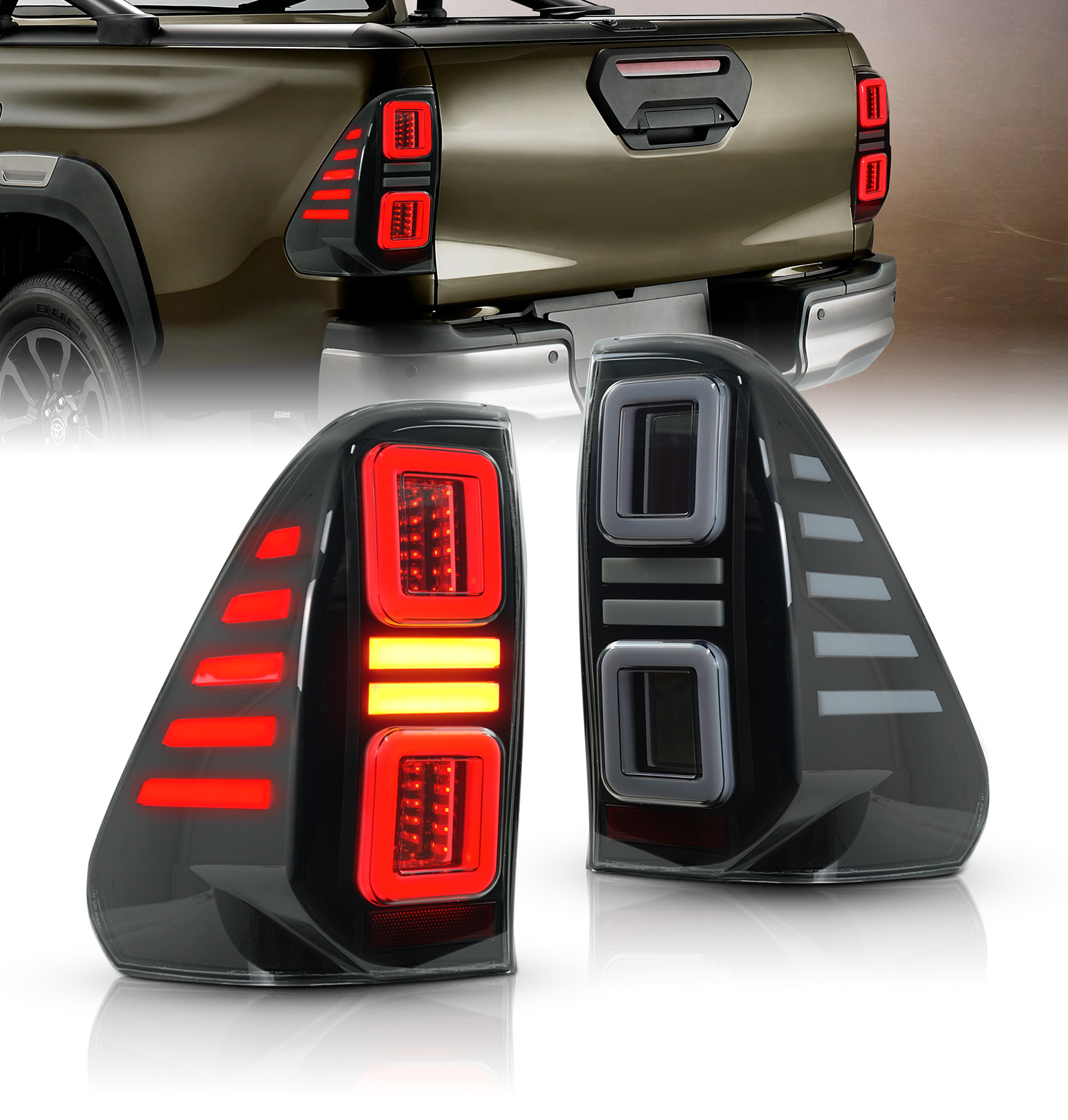 Car LED Taillight Assembly For Toyota Hilux 20 15-20 21 REVO VIGO Full LED Turn Signal Reverse Lights Brake Lamp