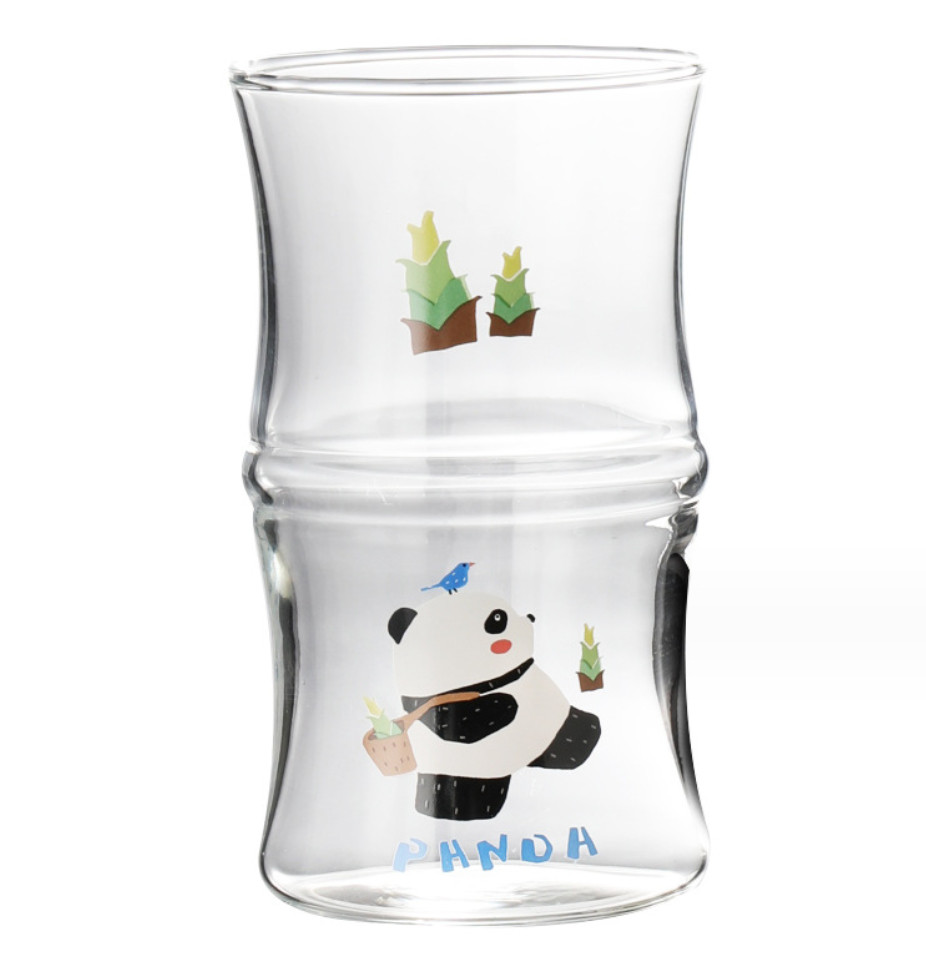 The latest 13.5oz Bamboo Panda glass straw coffee mug Cup, many style choices, support customization of any logo