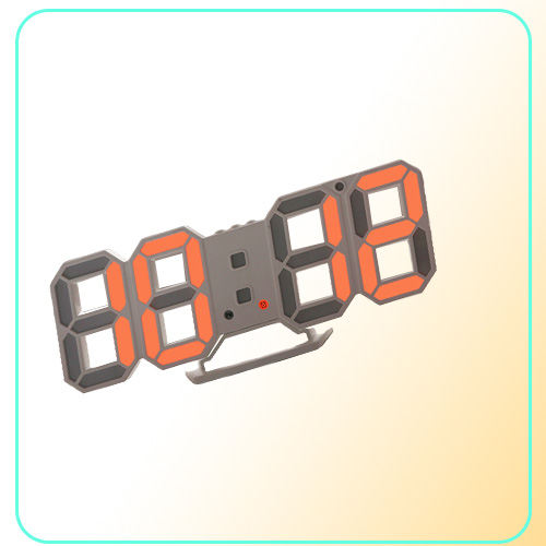 Gauges Modern Design 3D LED Wall Clock Digital Alarm Clocks Home Living Room Office Table Desk Night Clock Display