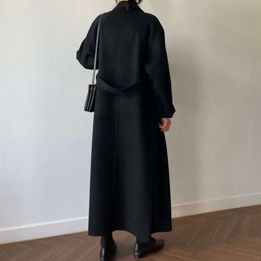 Womens Wool Blends Autumn Korean Version Solid Color Loose Fitting Long Woolen Coat Women 230818