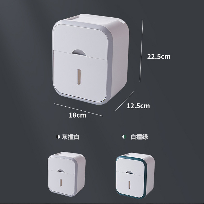 Toilet Paper Holders Punch-free Toilet Paper Holder Box Waterproof Tissue Storage Box Bathroom Rack Wall Mounted Kitchen Bathroom Storage Holder 23082