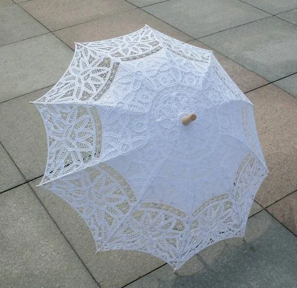 Parasols Wedding Lace Umbrella Cotton Embroidery Bridal White Beige Parasol Sun For Decoration PographyZZ