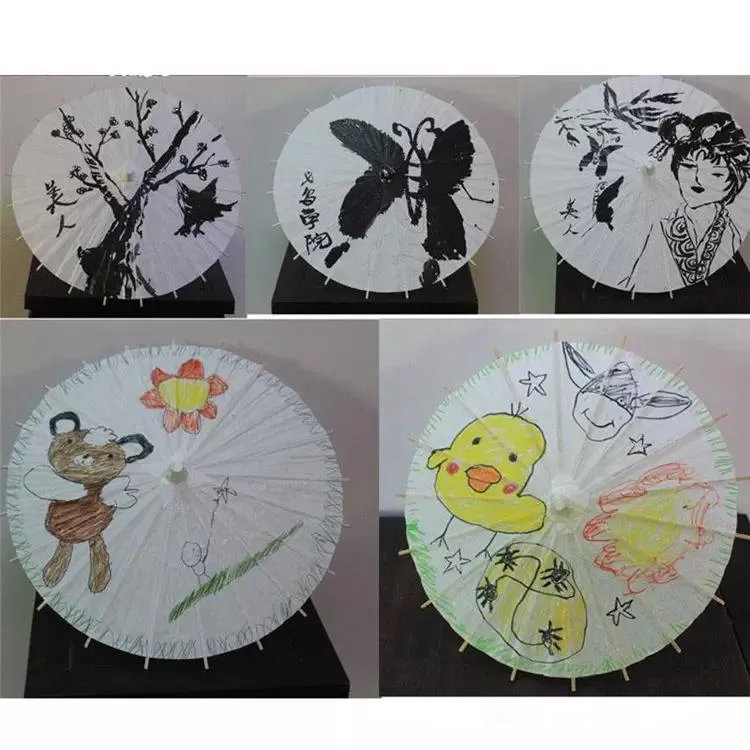 Fans Parasols Wholesale White Paper Umbrellas Bridal Wedding Parasols Chinese Style Mini Craft Umbrella DIY Painting ZZ