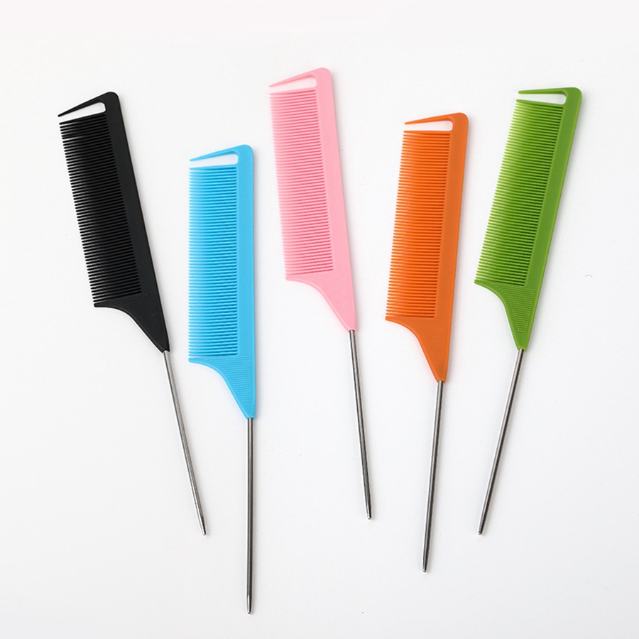 Professional Pointed Tail Hair Comb Anti-static Hair Dye Brush Barber Steel Needle Comb Salon Hairdresser Barber Accessories 2453