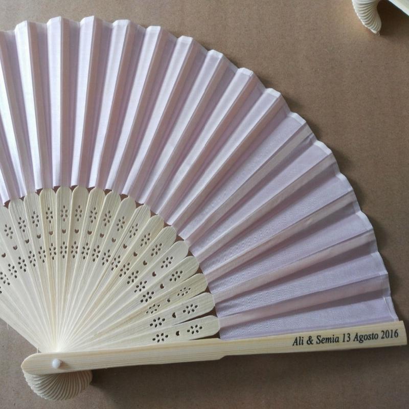 100 pcs Personalized Wedding Favors and Gifts for Guest Silk Fan Cloth Decoration Hand Folding FansZZ