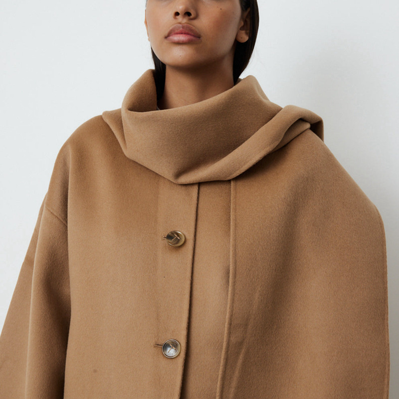 Womens Wool Blends Totem Winter Simple Loose Short Doublesided Coat Scarf Collar Singlebreasted Tweed Jacket Coats and Jackets Women 230818