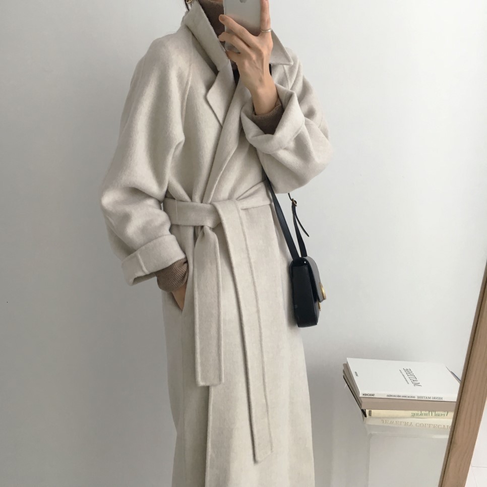 Womens Wool Blends Autumn Korean Version Solid Color Loose Fitting Long Woolen Coat Women 230818
