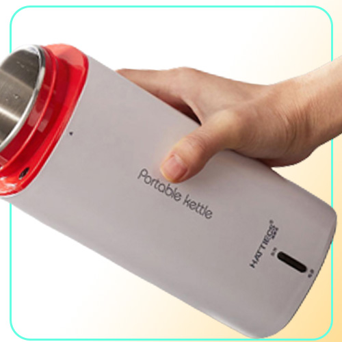NEW HATTIECS Portable Electric Kettle 500ml Household Travel Water Boiler 304 Stainless Steel Insulable Boiling Water Kettle