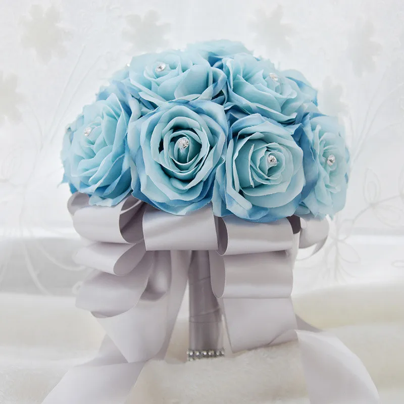 Bridal Red Rose Bouquet Romantic Bride Artificial Flowers Bouquets Home Wedding Decoration Wedding Bouquet with CrystalZZ