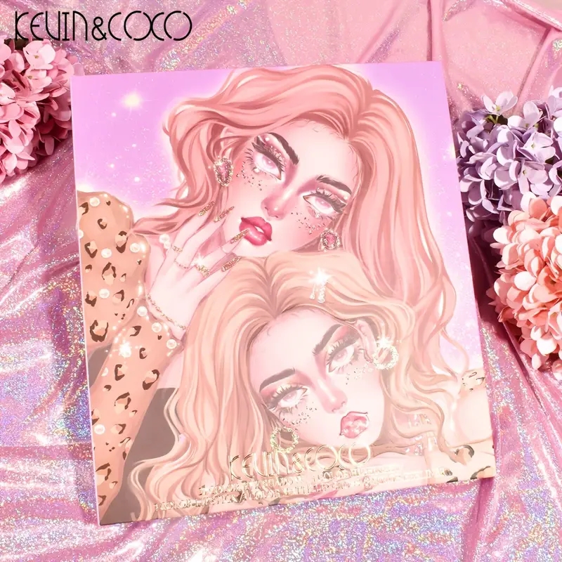 KEVIN&COCO 24 Color Eyeshadow Tray Shining Light Eyeshadow Velvet Moisturizing Lip Glaze Lipstick Concealer Eyeliner Anime Makeup Box