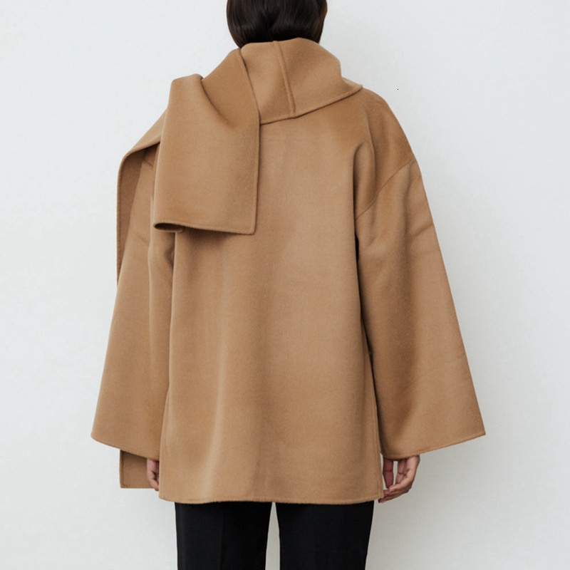 Womens Wool Blends Totem Winter Simple Loose Short Doublesided Coat Scarf Collar Singlebreasted Tweed Jacket Coats and Jackets Women 230818