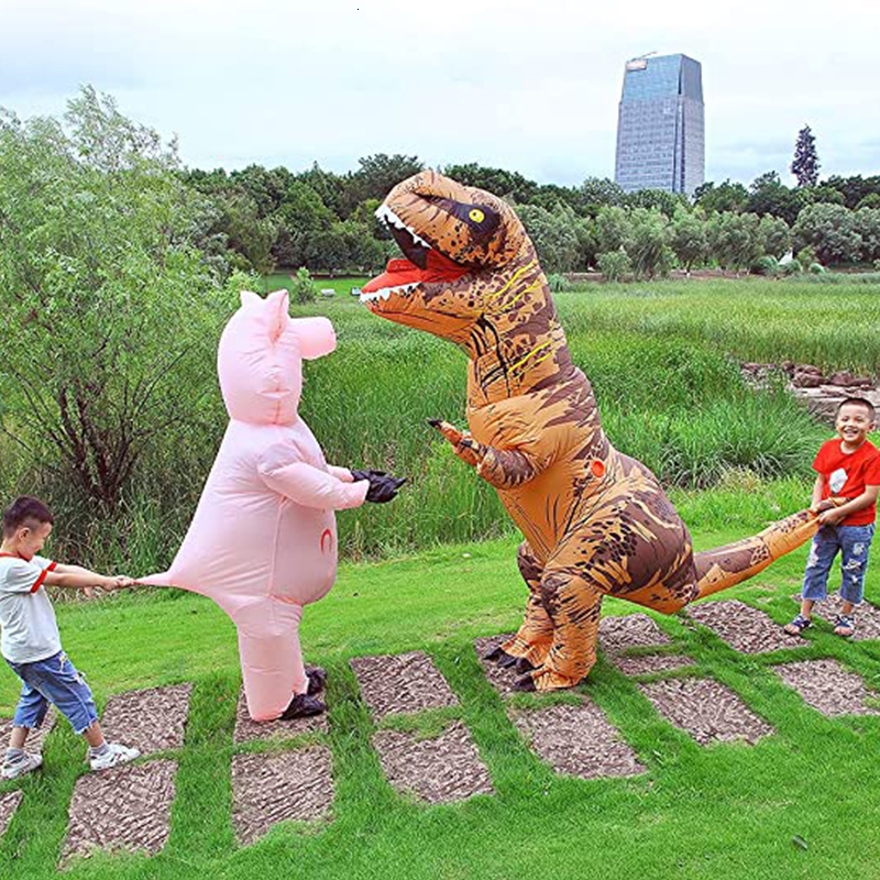 Cosplay Child Adult Unisex Inflatable Dinosaur Tyrannosaurus Rex Cosplay Costume Kids Kindergarden Performance Halloween Carnival 230817