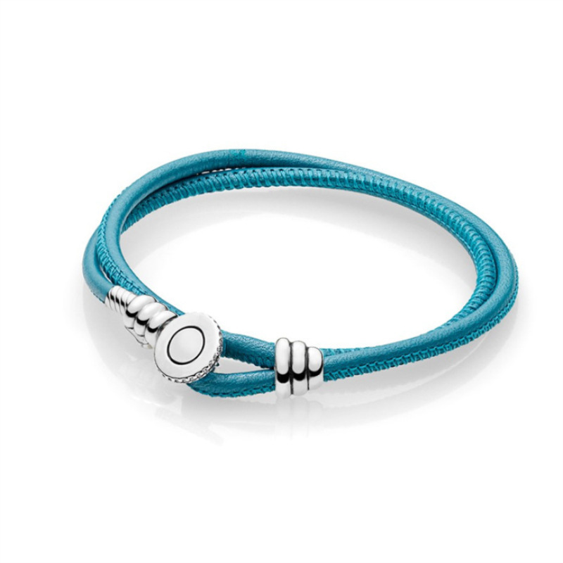 925 Sterling Silver Bracelets The Real Leather Style Bracelet Buckle S925 Snake Bead Charm Jewelry Production