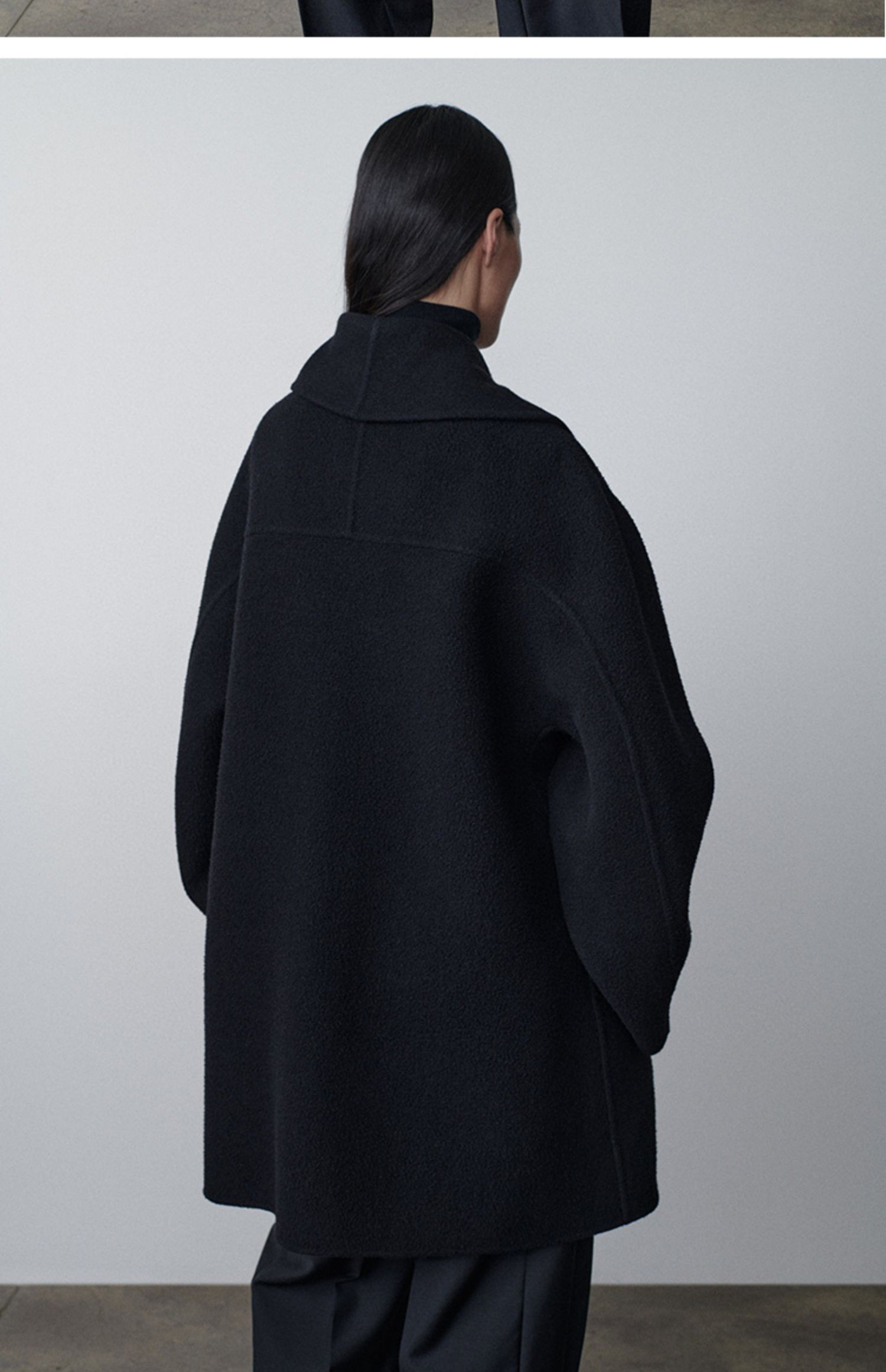 Womens Wool Blends TheR0w Winter Women Coat Cashmere Black Color Full Sleeves Double Breasted Oversize Casual Turndown Collar Keep Warm 230818