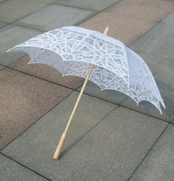 Parasols Wedding Lace Umbrella Cotton Embroidery Bridal White Beige Parasol Sun For Decoration PographyZZ
