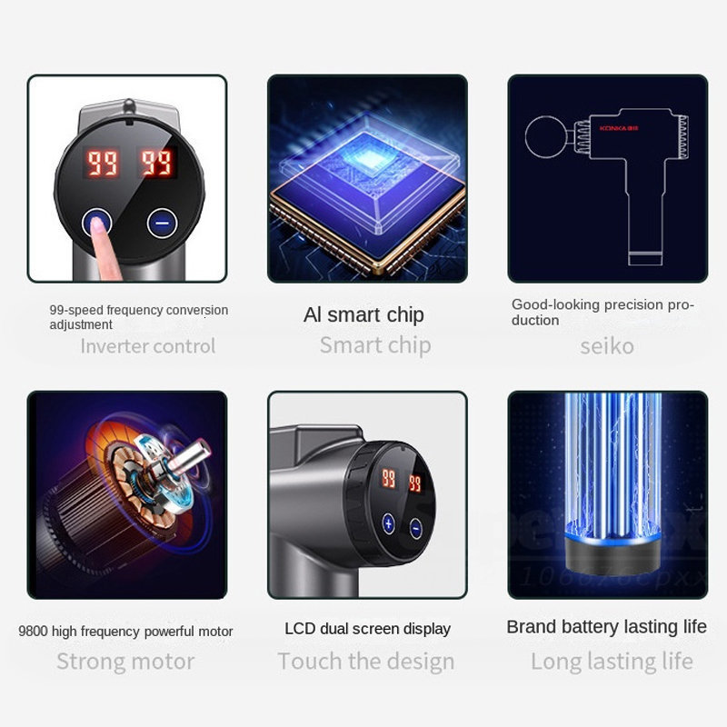 Full Body Massager LCD Screen Fascia Gun Neuk Massage Gun Back and Neck Massager Professional Muscle Massager Relaxation Treatment Body Massagers 2308